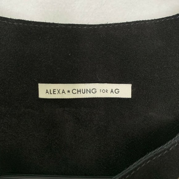 Alexa Chung x AG Walker Coat Embroidered Suede Leather Black XS - Picture 7 of 13